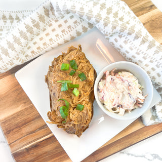 BBQ Pork Stuffed Sweet Potato with Slaw