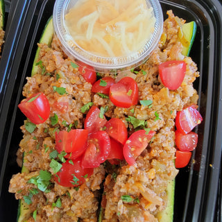 Cheesy Turkey Taco Stuffed Zucchini Boats