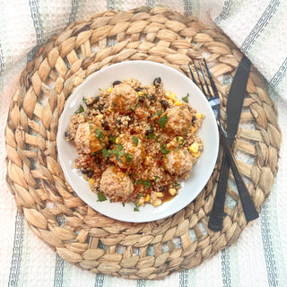 Chicken Enchilada Meatballs With Mexican Quinoa
