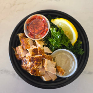Marinated Kale And Chicken Bowls With Sun Dried Tomato Sauce