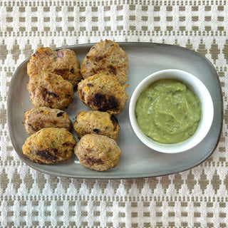 Mexican Sweet Potato Chicken Poppers with Avocado Crema