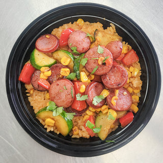 Sausage and Veggie Skillet with Chipotle Rice
