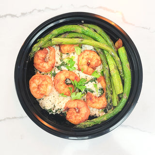 Spicy Shrimp over Creamy Spinach Cauli Rice