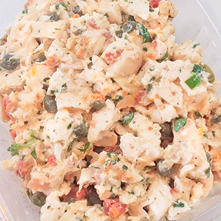 Sun Dried Tomato and Caper Chicken Salad with Crackers, Grapes and Carrots