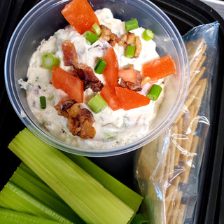 BLT Dip with Crackers and Veggies